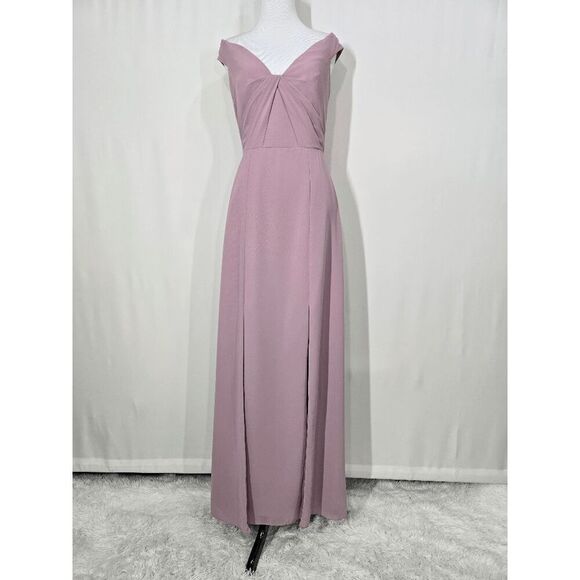 Social Bridesmaids Dresses & Skirts - Social Bridesmaids 8186 Dusty Rose Sheer Crepe Off-The-Shoulder Dress Size 6